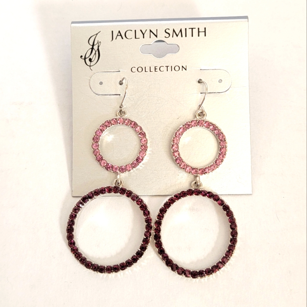 Jaclyn Smith Purple Rhinestone Earrings